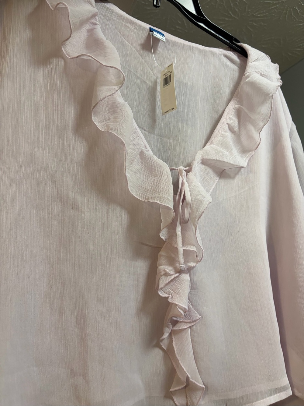 Old Navy Light Pink Ruffle V-Neck Blouse